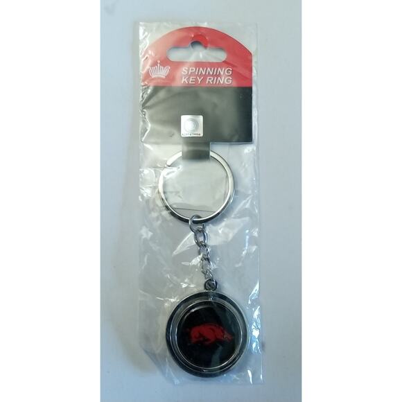 Arkansas Razorbacks NCAA Spinning Logo Key Ring - Picture 1 of 3
